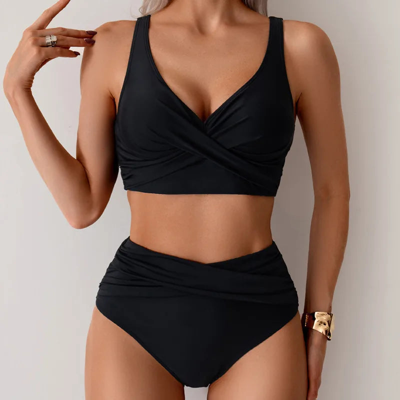 Barupshe™ High Waist Push-Up Bikini Set – Summer 2025